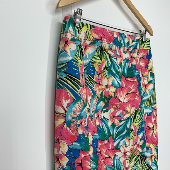Loft Ann Taylor Colorful Floral Lightweight Denim Stretch Pencil Skirt Size 8 - Picture 3 of 15